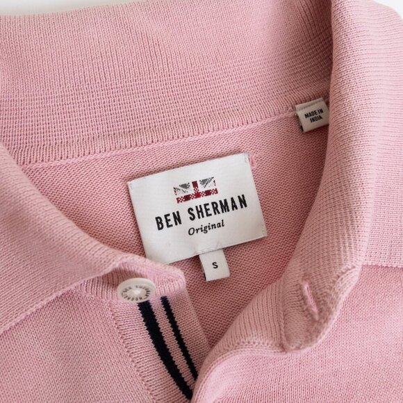 Ben Sherman Short Sleeve Polo Shirt Light Pink Preppy Cotton Knitted Small - Picture 6 of 13